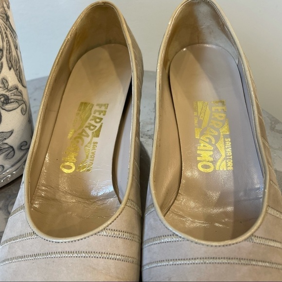 Vintage Salvatore Ferraagamo Suede Heels - Picture 5 of 7